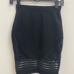 skirt, pencil, black, mesh on bottom, small